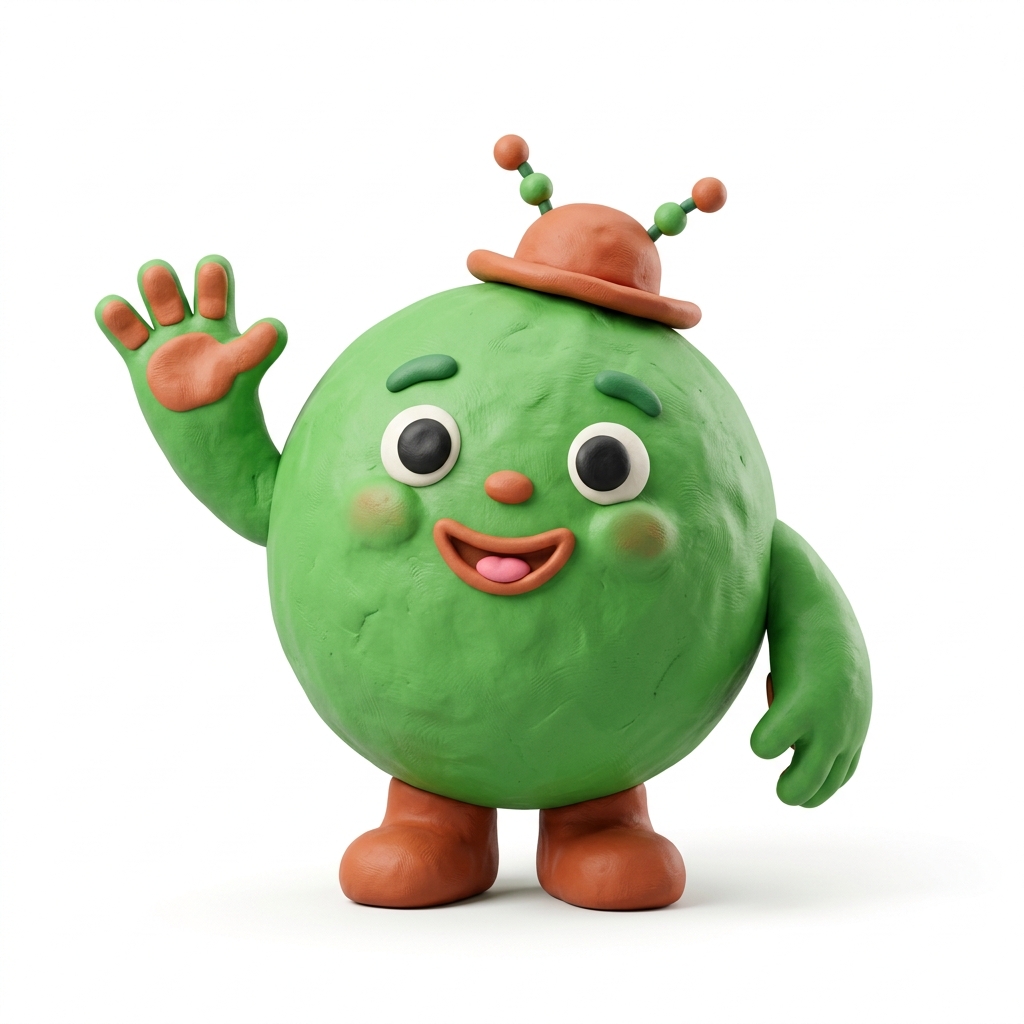 Friendly Clay Mascot Character Illustration