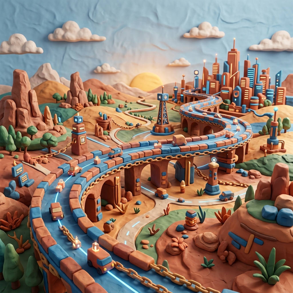 Claymorphic Horizontal Web3 Ledger Highway Banner